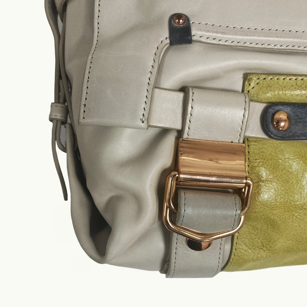 Kooba Camden Satchel Chalk Colorblock Leather Rose Gold Hardware Convertible - Picture 6 of 8